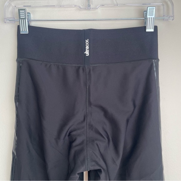 ULTRACOR Glossy Striped Black Leggings shiny compression track solid medium M - Picture 8 of 14